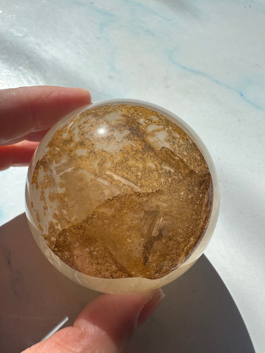 Rare Clear Quartz Sphere with Natural Tree Inclusions – Scenic Crystal Ball 60mm, 316g