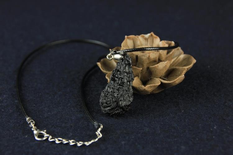 Tektite Necklace | Textured Dark Pendant 2–5cm