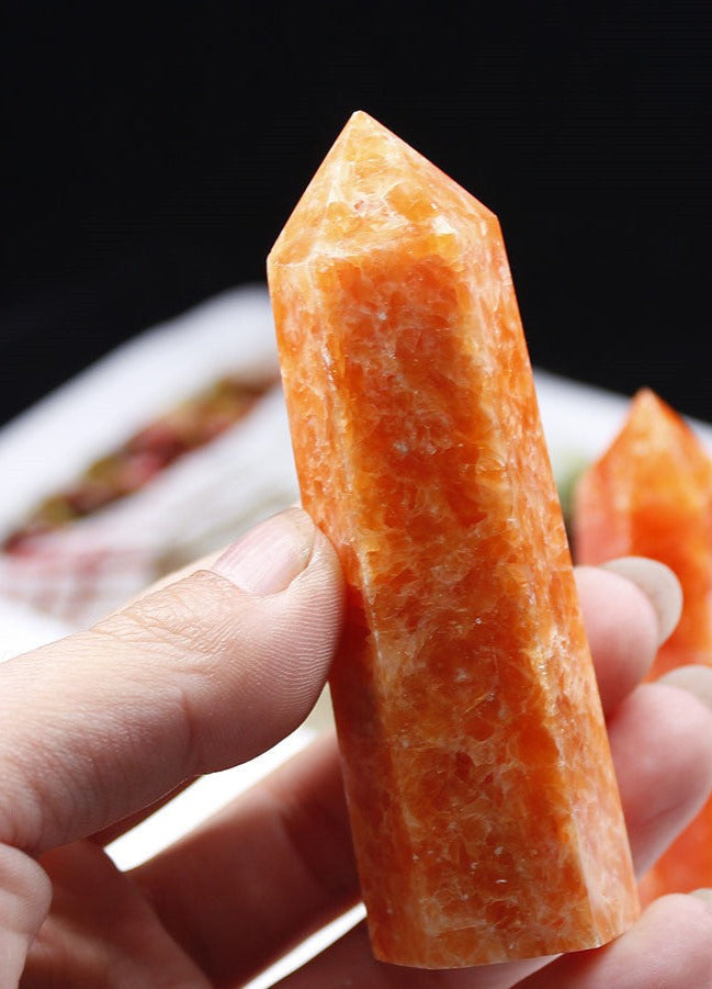 Sunstone Tower | Natural Peach Crystal Point 7–8cm