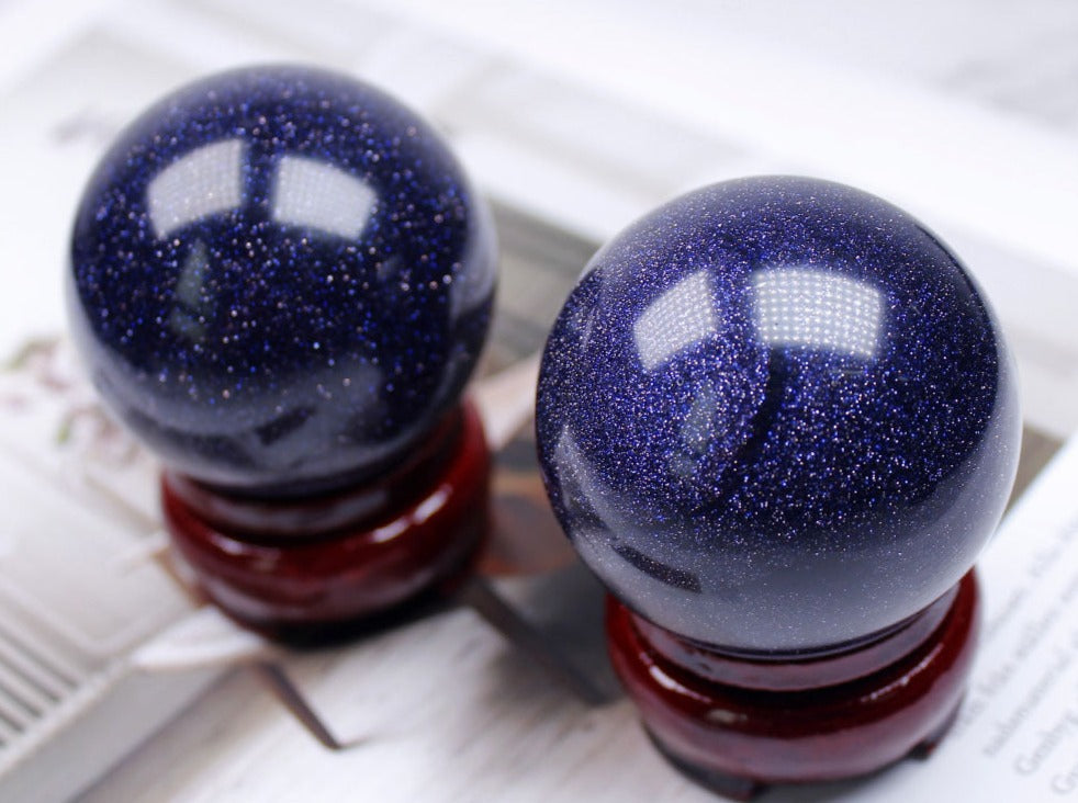 Blue Goldstone Sphere | Sparkling Midnight Blue Ball 4–5cm