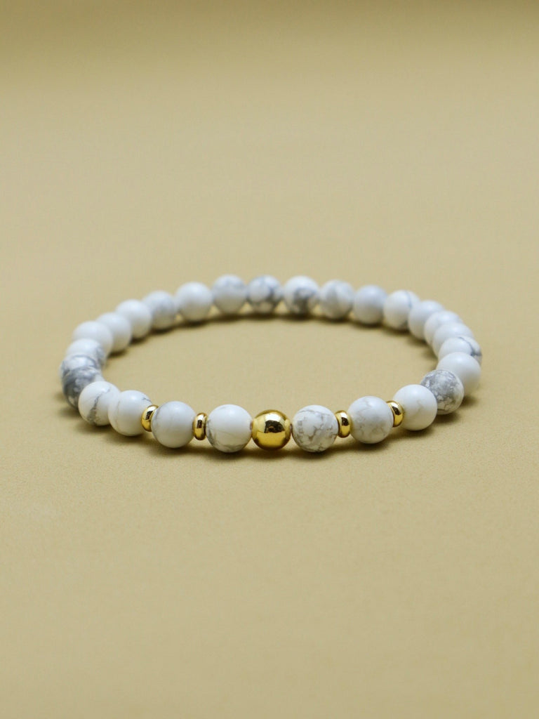 Howlite Bracelet - 14K Gold AAAAA Grade - Crystal for Sleep, Calming and Future Insight
