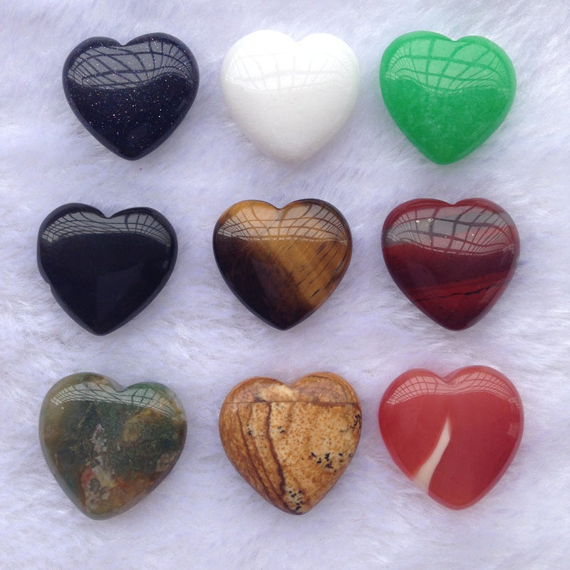 Choose-your-stone mini crystal heart set with 10 polished hearts