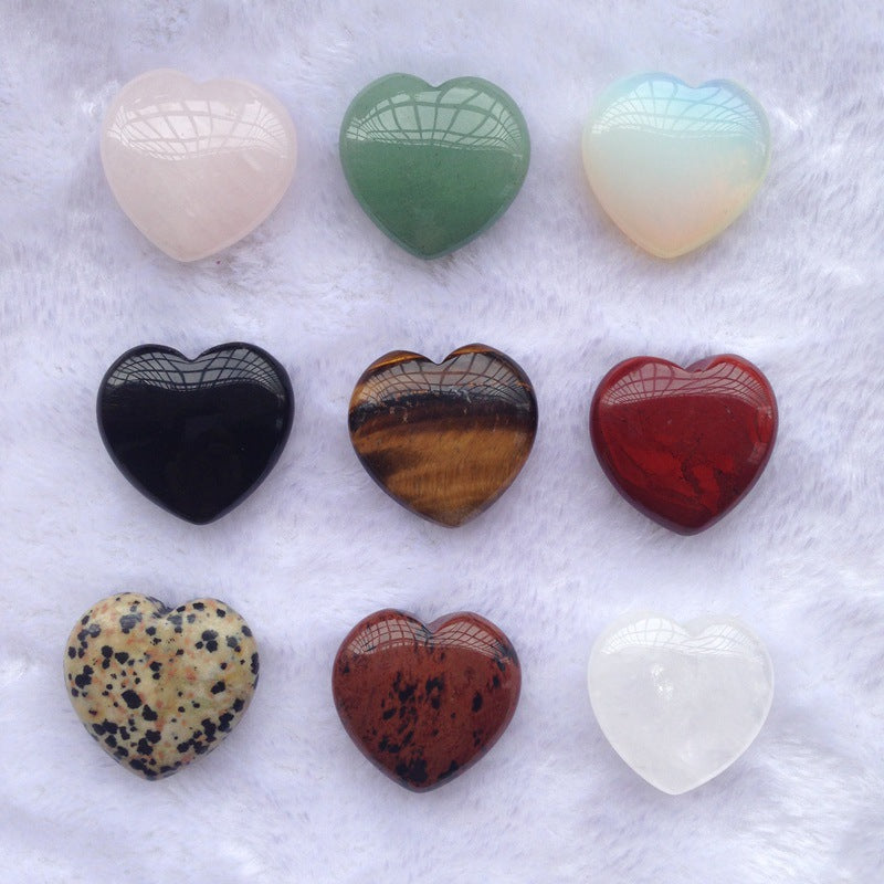Mixed Crystal Hearts Set of 5 | Natural Stone Carvings 3cm