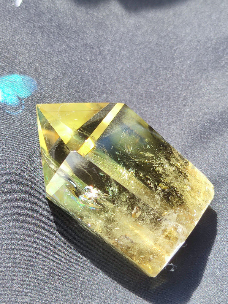 Rare High-quality Natural 100g AAAA Grade Brazilian Citrine Tower Point Generator with Rainbow