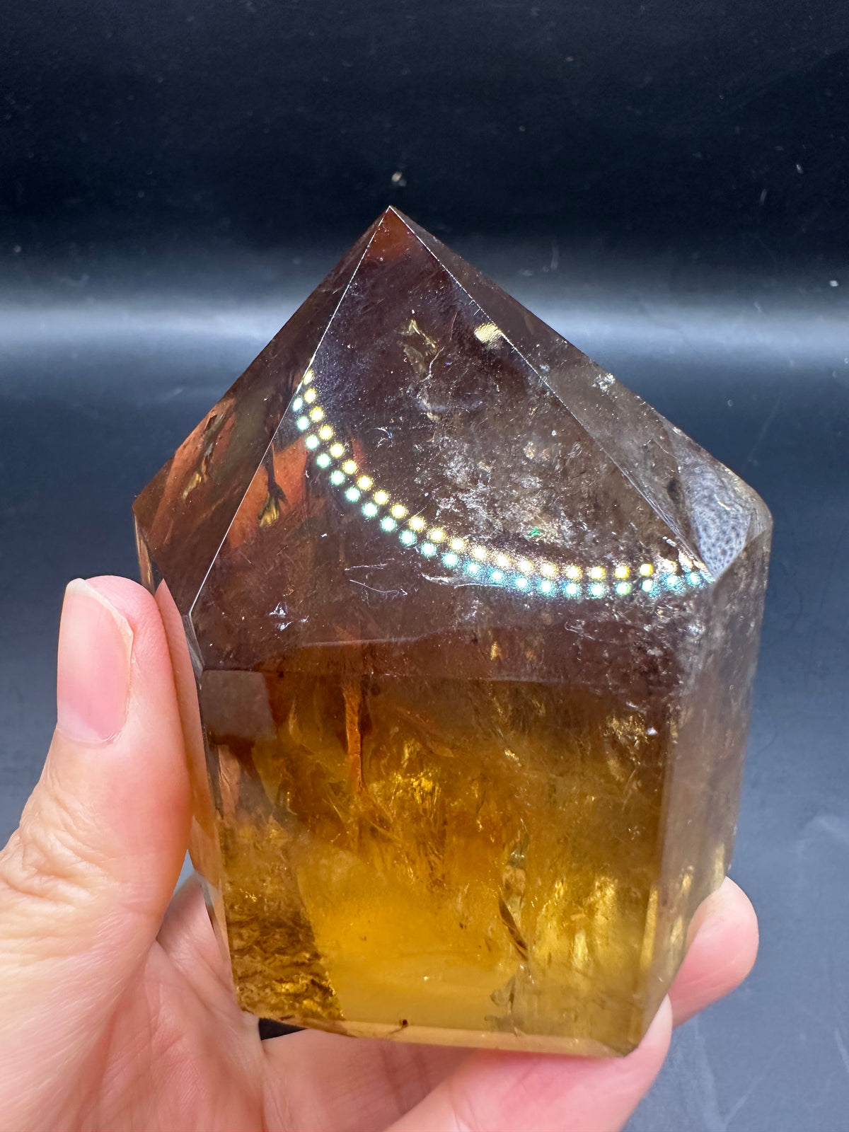 Congo Citrine Tower with Rainbow, Exact Piece #3 – profile view