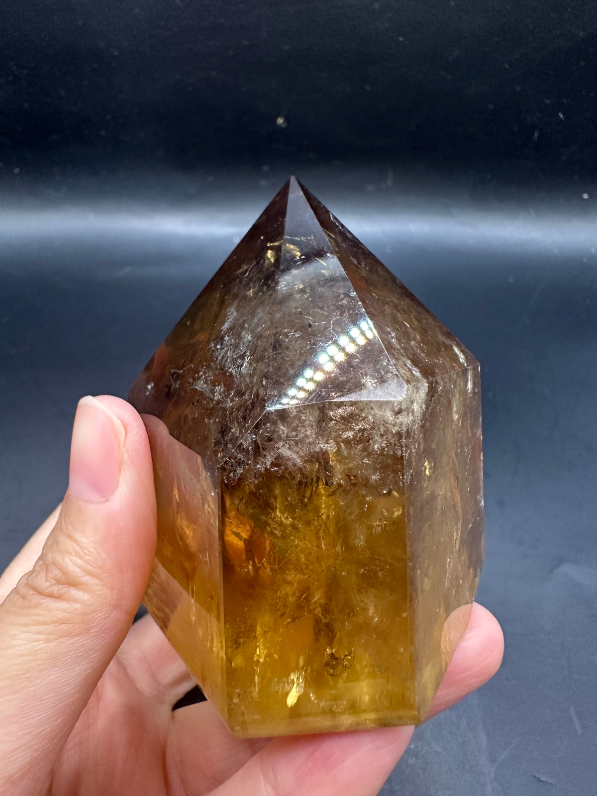 Congo Citrine Tower with Rainbow, Exact Piece #3 – close-up view