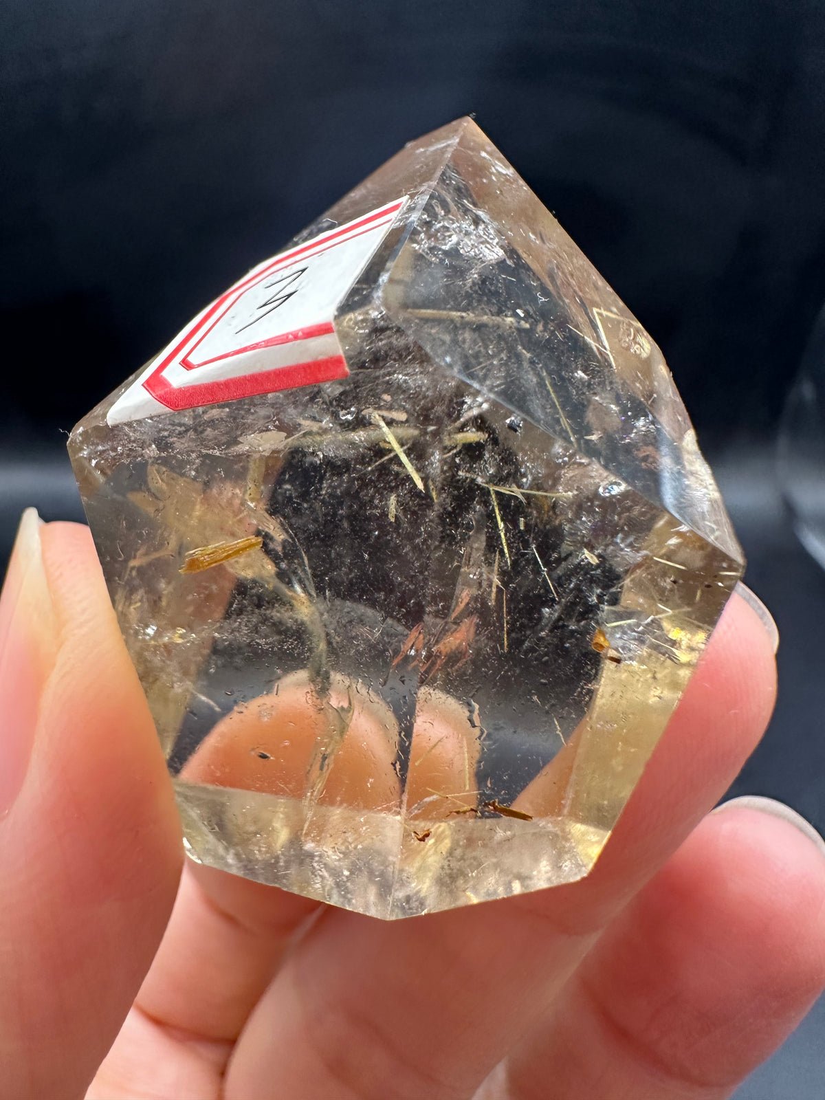 Golden Rutilated Quartz Pocket Stone with Rainbow | 40g Exact Piece #3
