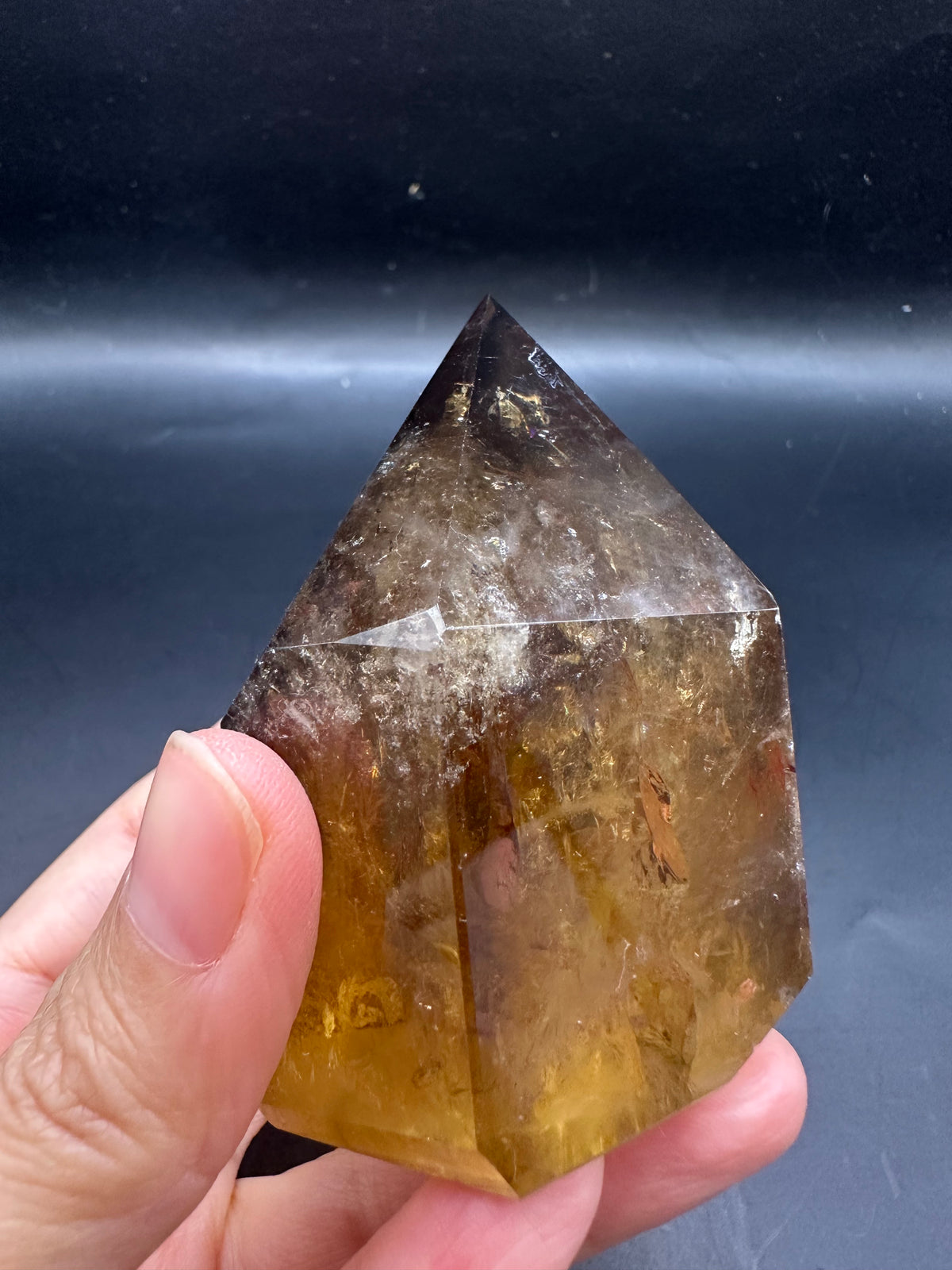 Congo Citrine Tower with Rainbow, Exact Piece #3 – front view