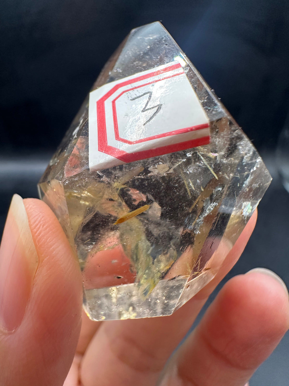 Golden Rutilated Quartz Pocket Stone with Rainbow | 40g Exact Piece #3