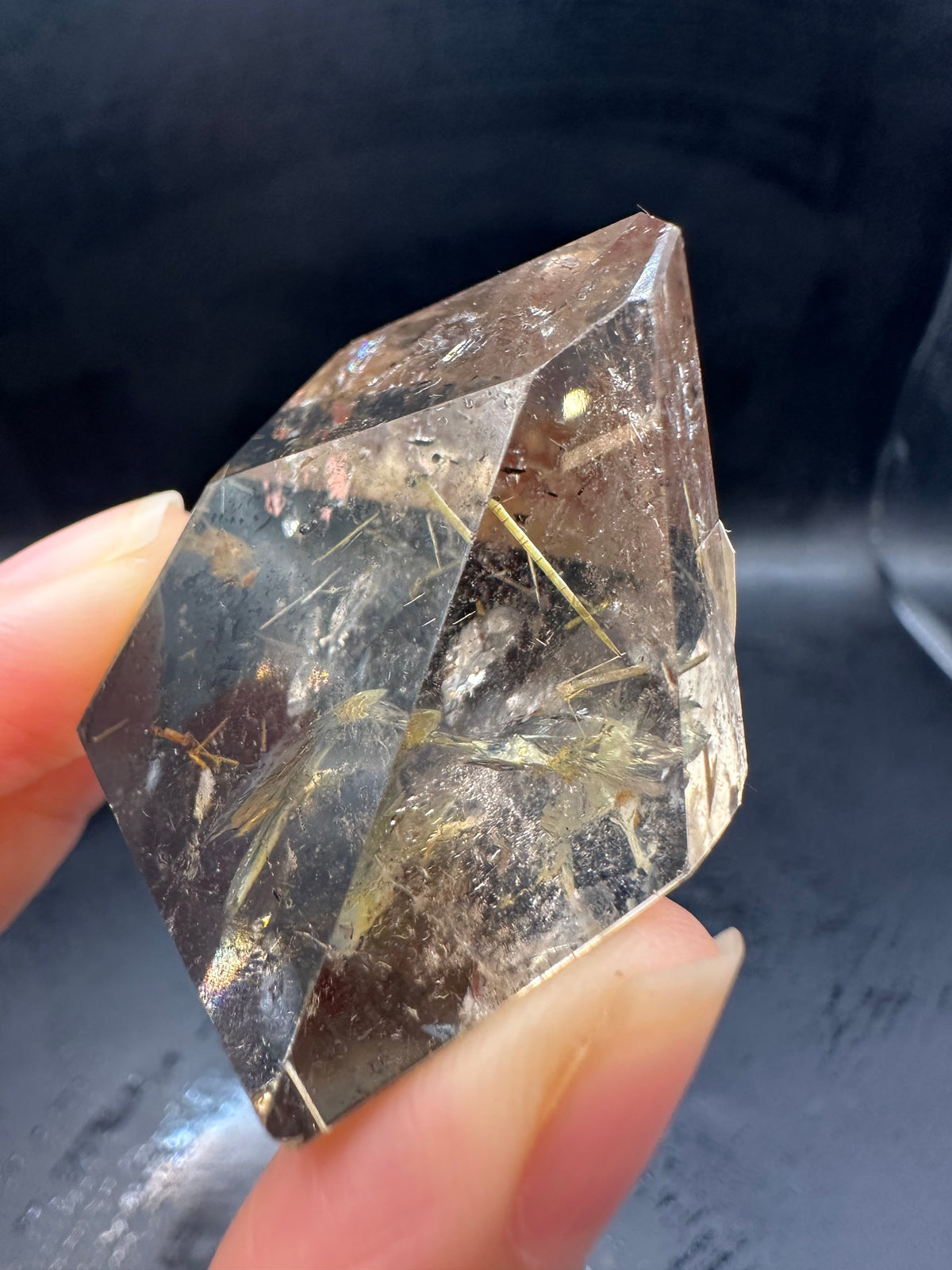 Golden Rutilated Quartz Pocket Stone with Rainbow | 40g Exact Piece #3