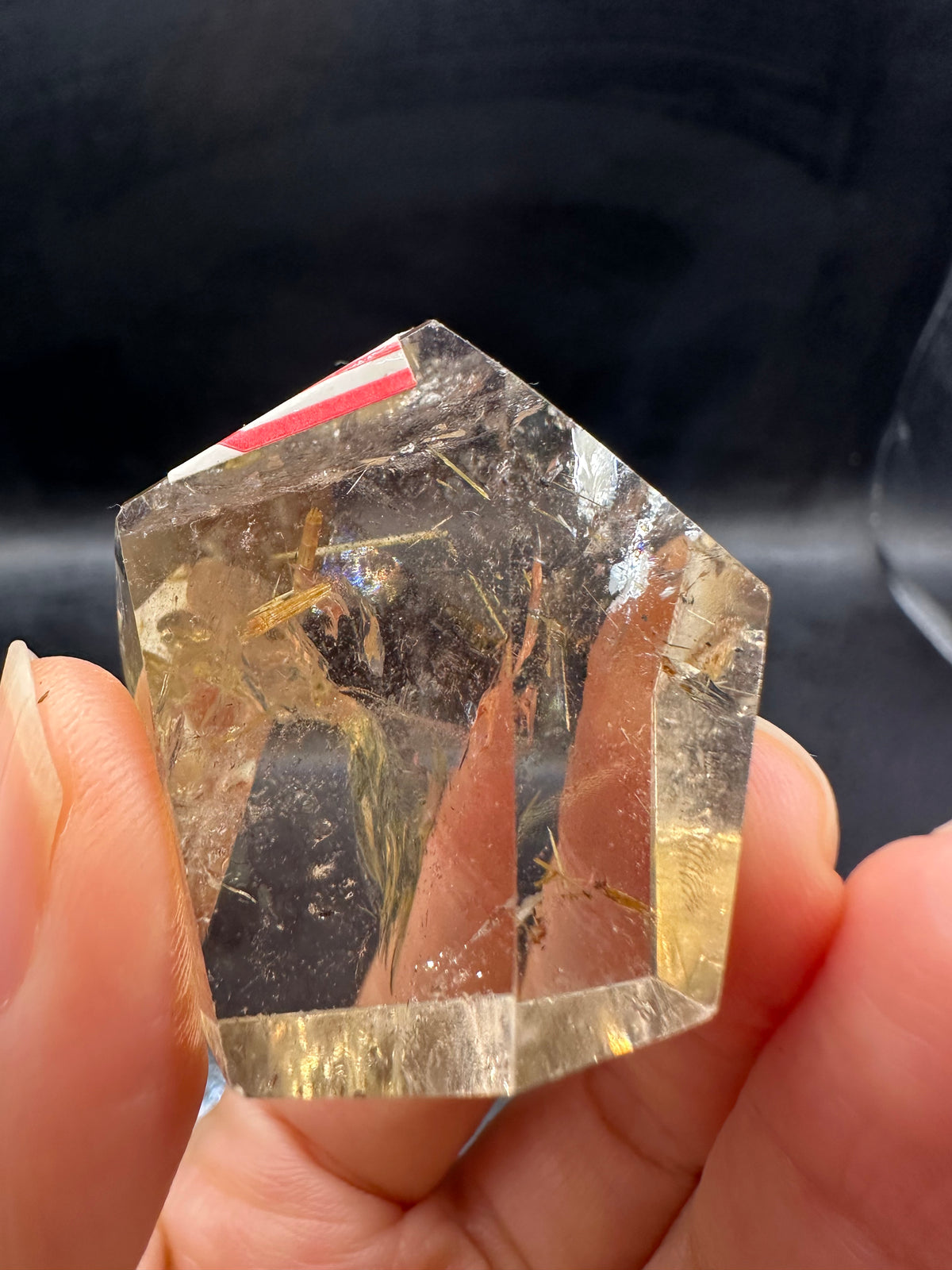 Golden Rutilated Quartz Pocket Stone with Rainbow | 40g Exact Piece #3