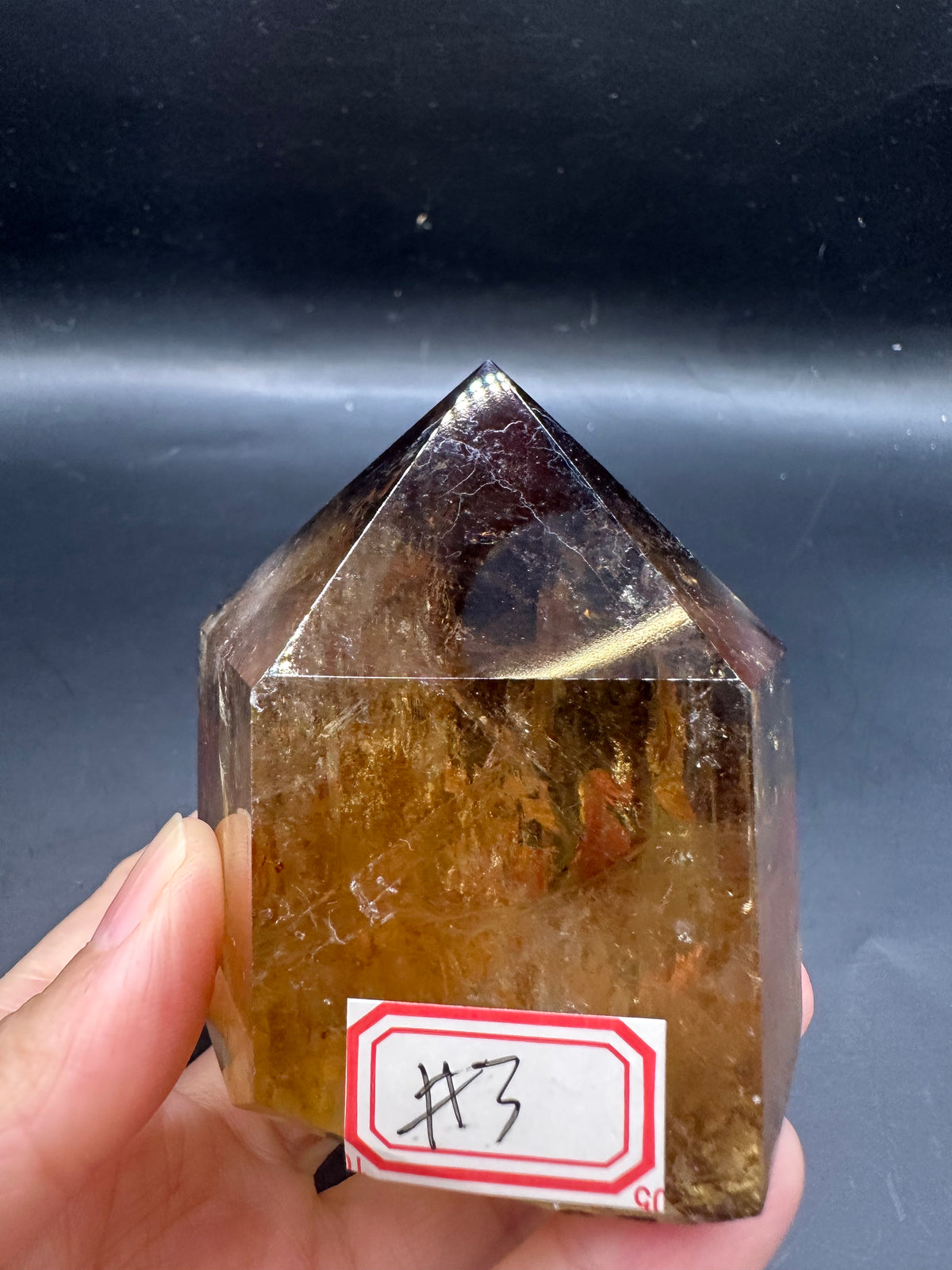 Congo Citrine Tower with Rainbow, Exact Piece #3 – side view