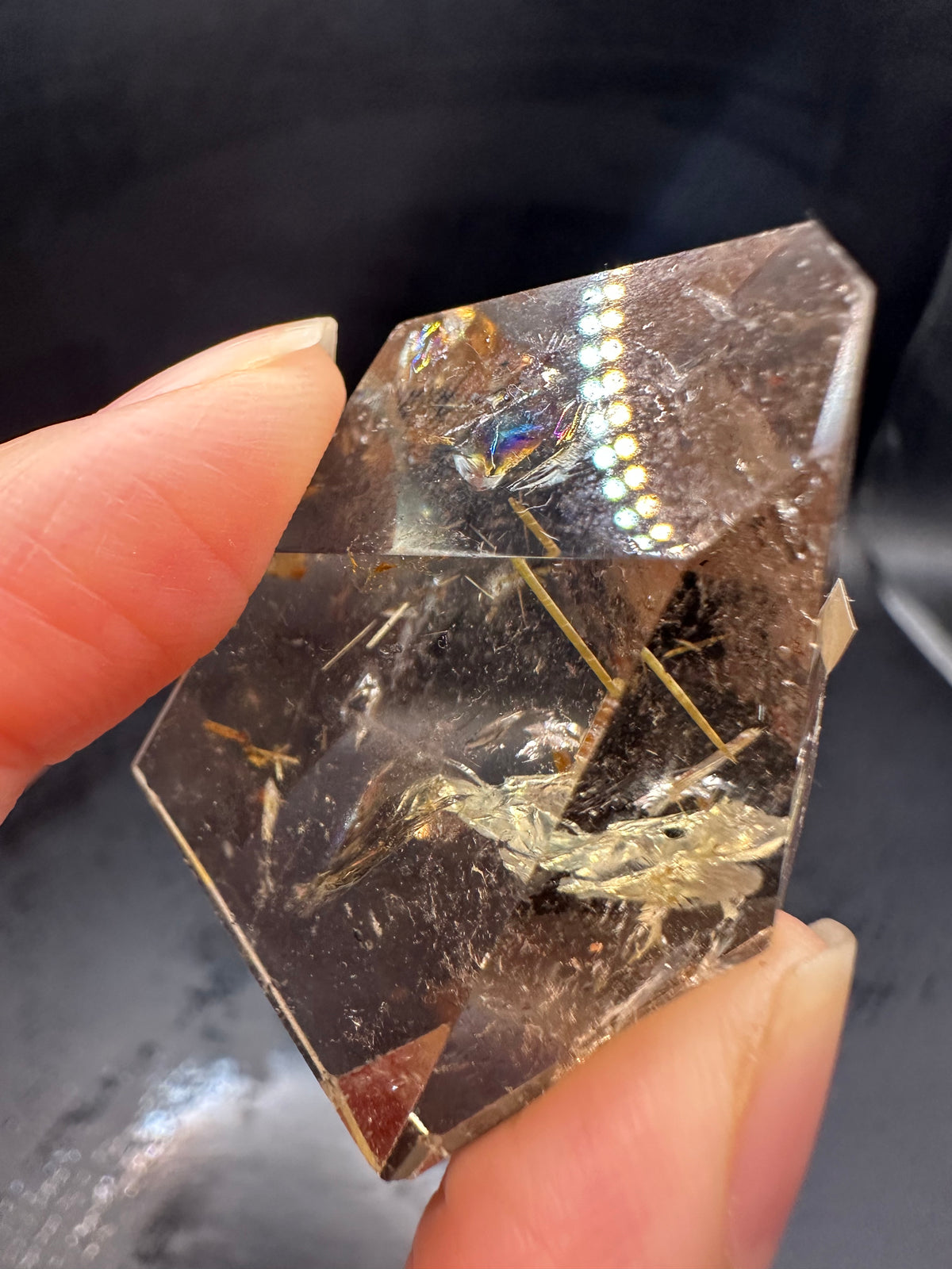 Golden Rutilated Quartz Pocket Stone with Rainbow | 40g Exact Piece #3