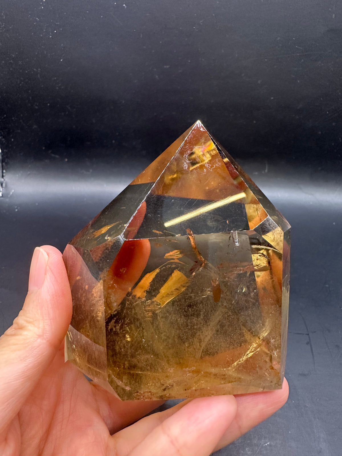 Congo Citrine Tower with Rainbow, Exact Piece #3 – natural inclusions detail