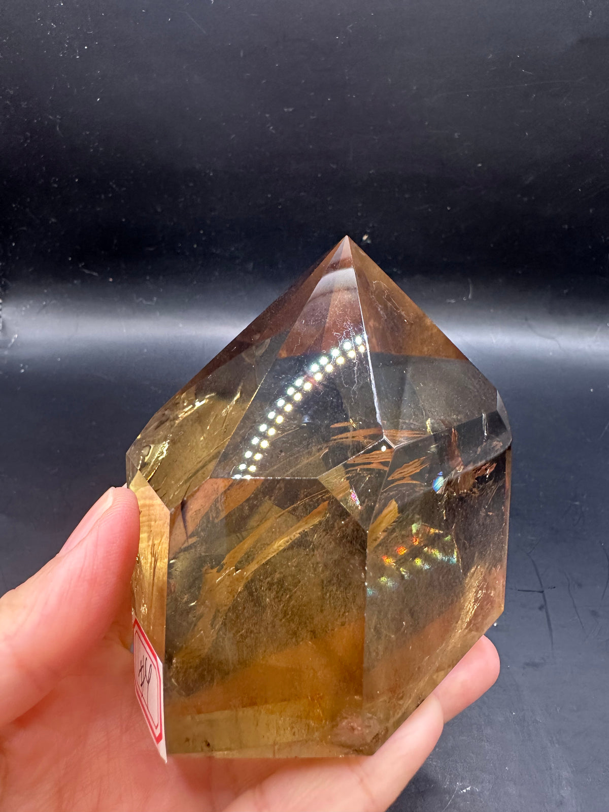 Congo Citrine Tower with Rainbow, Exact Piece #3 – polished surface detail