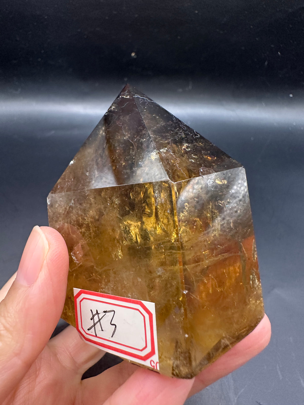 Congo Citrine Tower with Rainbow, Exact Piece #3 – top view