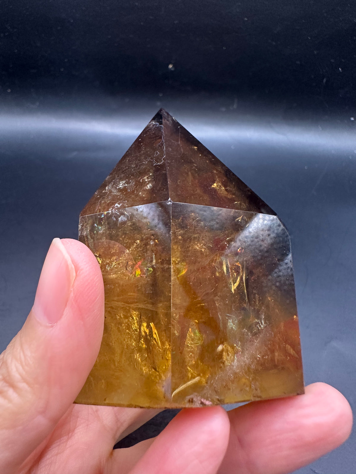 Congo Citrine Tower with Rainbow, Exact Piece #3 – rainbow close-up