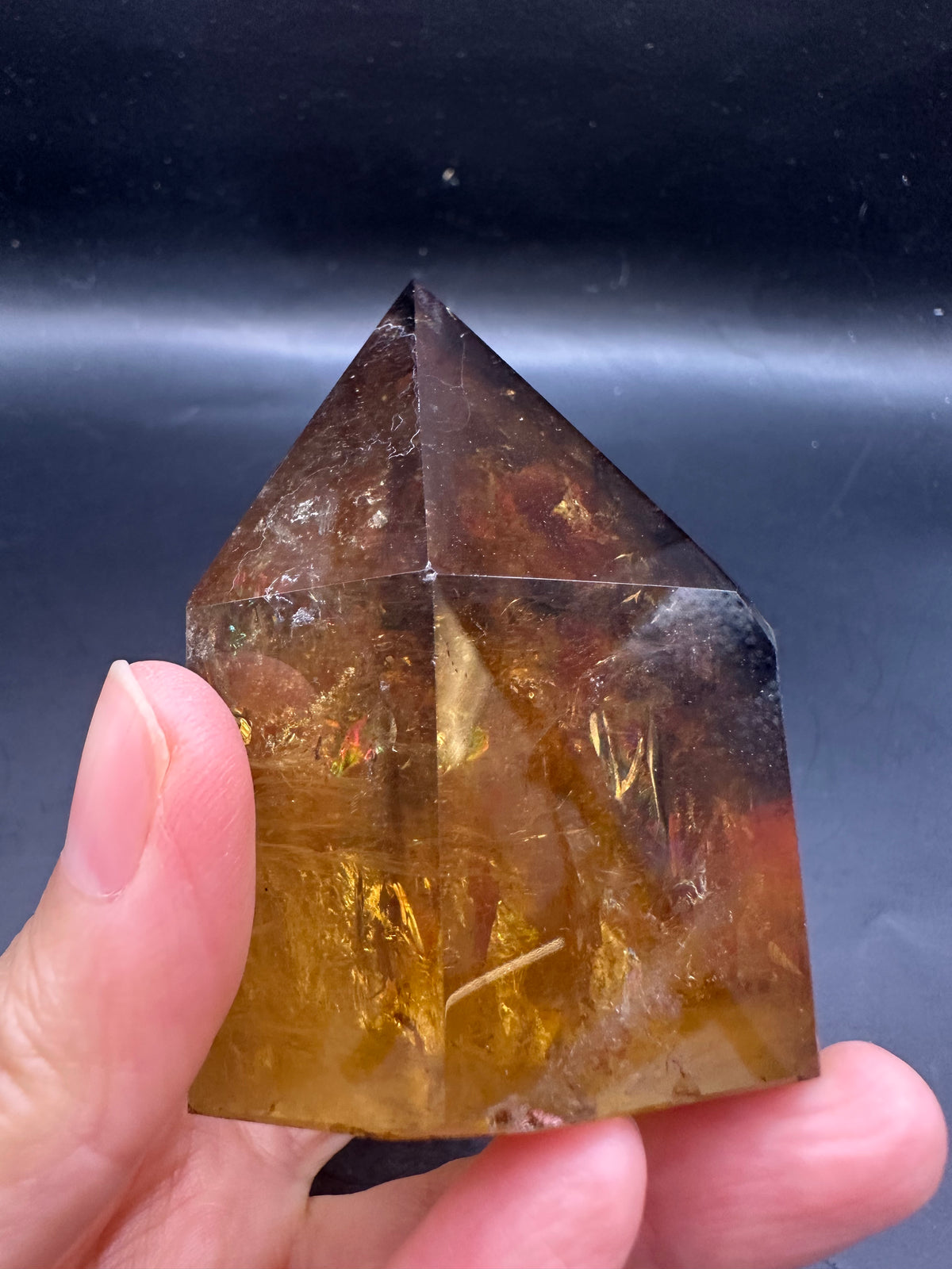 Congo Citrine Tower with Rainbow, Exact Piece #3 – golden colour detail