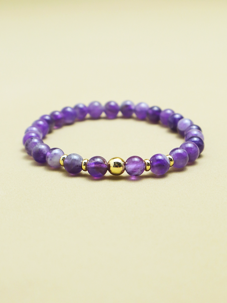 14K Gold AAAAA Grade Chevron Amethyst Bracelet - Your Path to Stress Relief and Inner Healing - Gift for Stress Relief