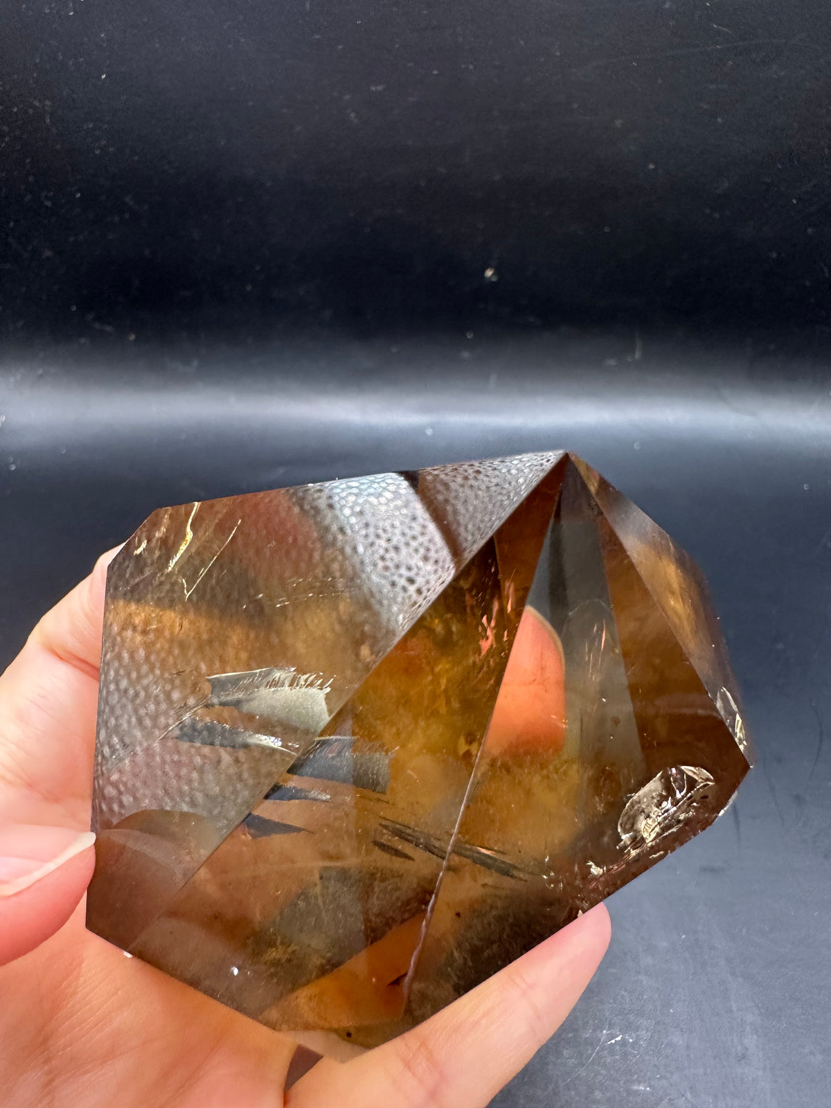 Congo Citrine Tower with Rainbow & Clear Areas, Exact Piece #4 – profile view