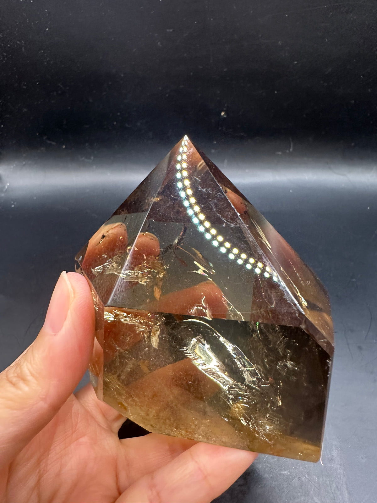 Congo Citrine Tower with Rainbow & Clear Areas, Exact Piece #4 – alternate angle