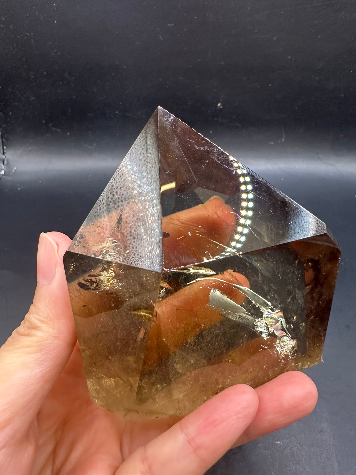Congo Citrine Tower with Rainbow & Clear Areas, Exact Piece #4 – base view