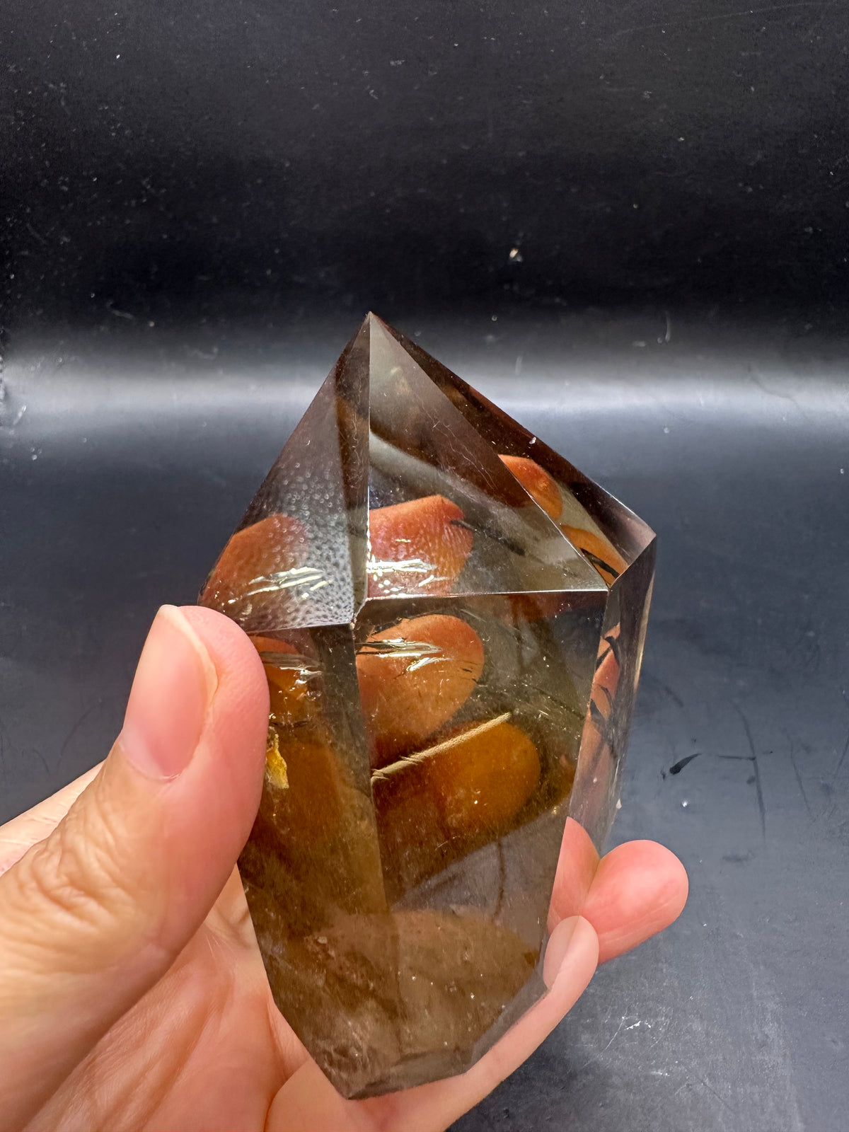 Congo Citrine Tower with Rainbow & Clear Areas, Exact Piece #4 – close-up view