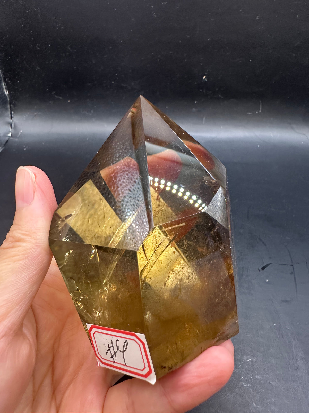 Congo Citrine Tower with Rainbow & Clear Areas, Exact Piece #4 – light-catching detail