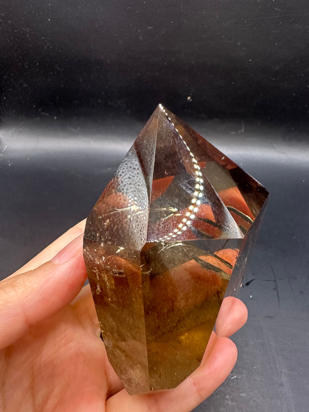 Congo Citrine Tower with Rainbow & Clear Areas, Exact Piece #4 – rainbow close-up