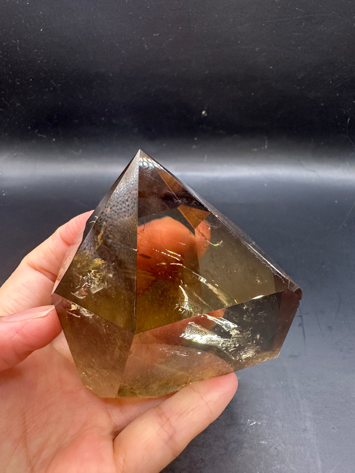 Congo Citrine Tower with Rainbow & Clear Areas, Exact Piece #4 – golden colour detail