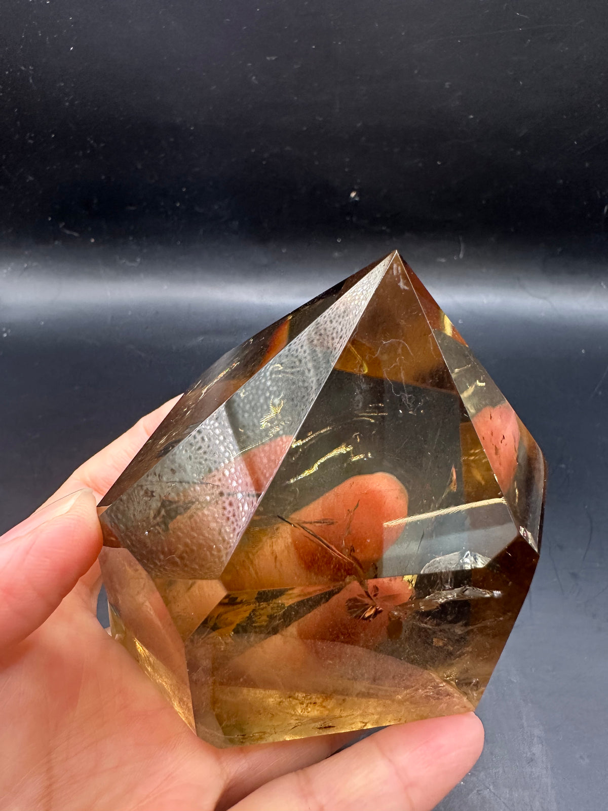 Congo Citrine Tower with Rainbow & Clear Areas, Exact Piece #4 – polished surface detail
