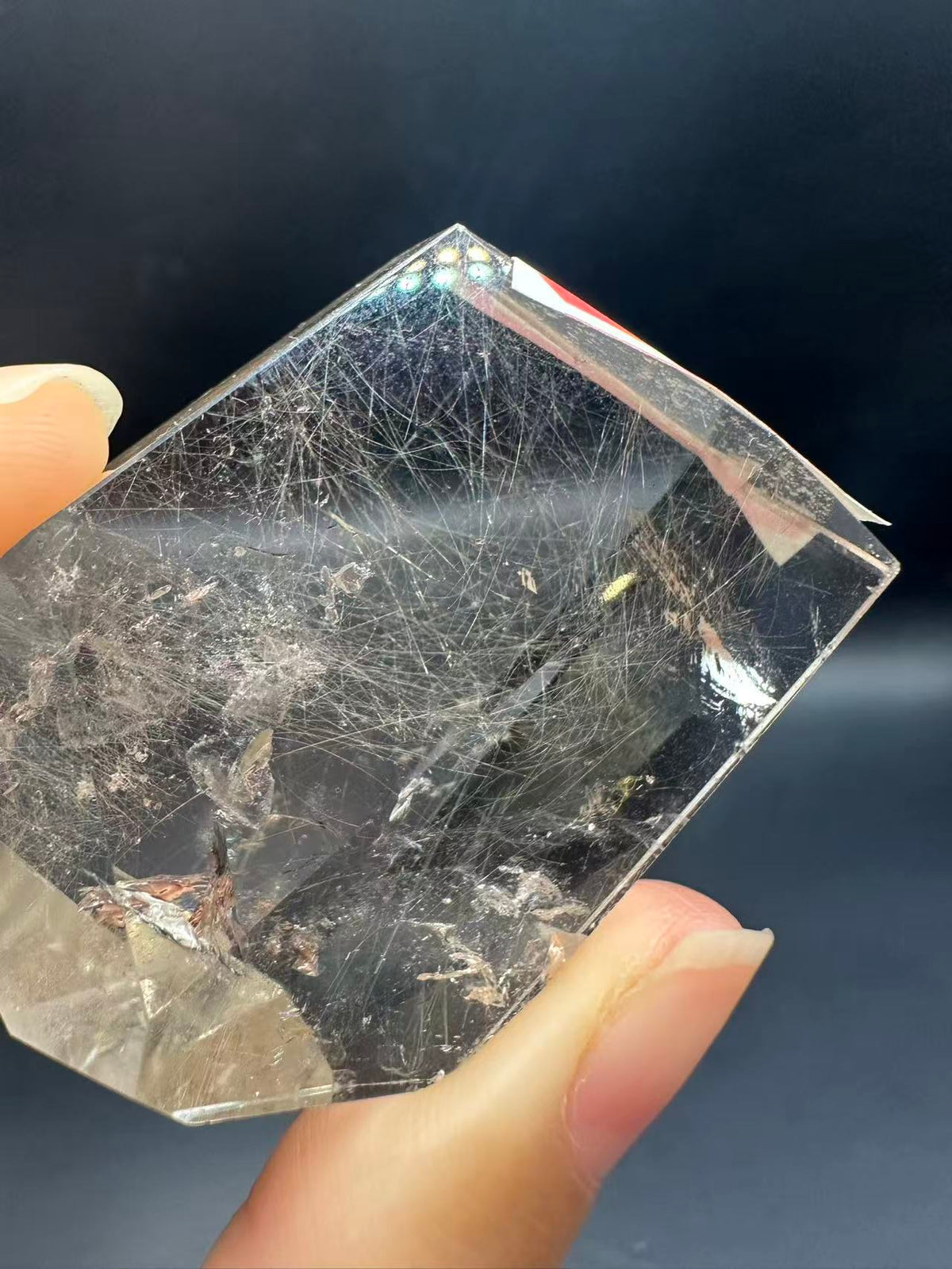 Rutilated Quartz Pocket Stone with Silver Rutile & Rainbow | 46g Exact Piece #7