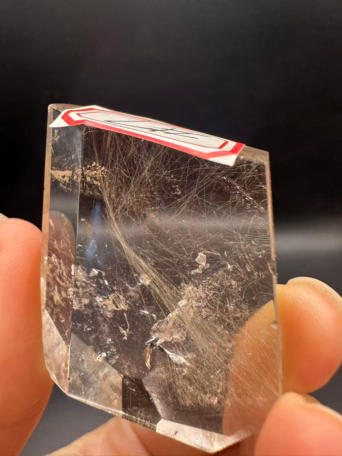Rutilated Quartz Pocket Stone with Silver Rutile & Rainbow | 46g Exact Piece #7