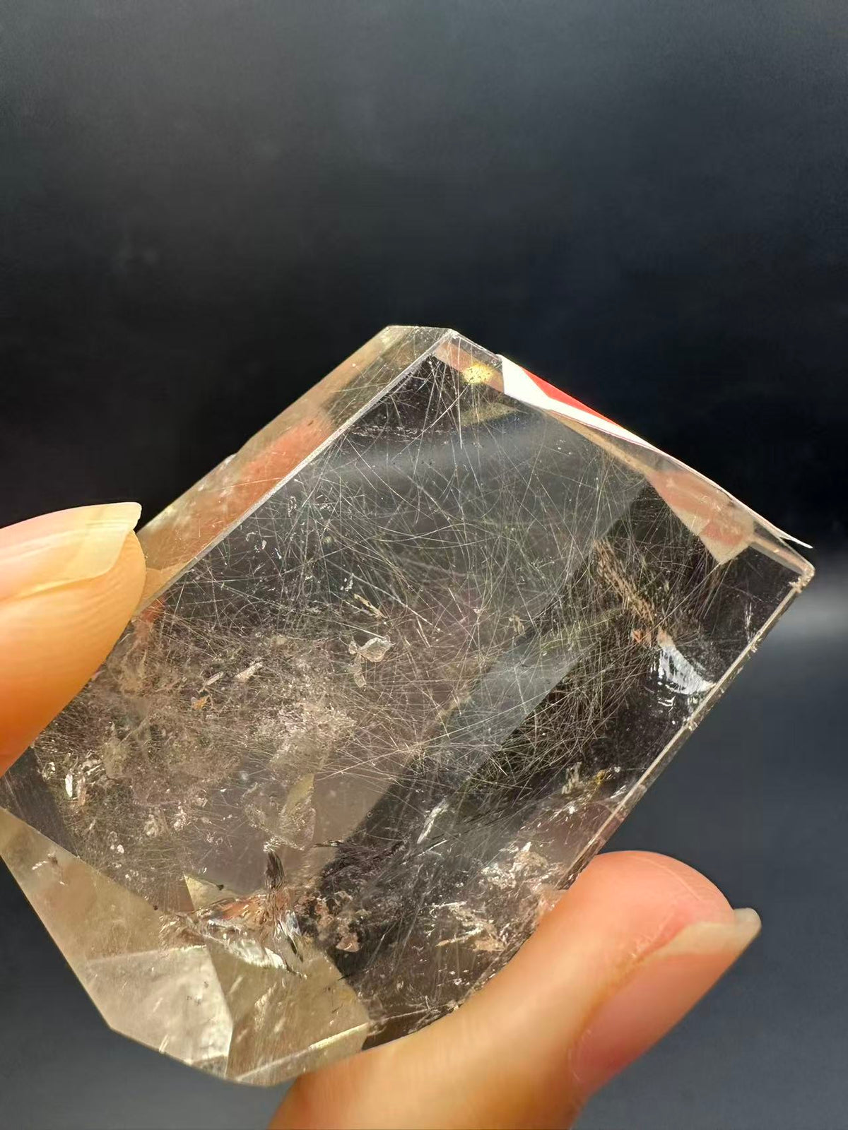 Rutilated Quartz Pocket Stone with Silver Rutile & Rainbow | 46g Exact Piece #7