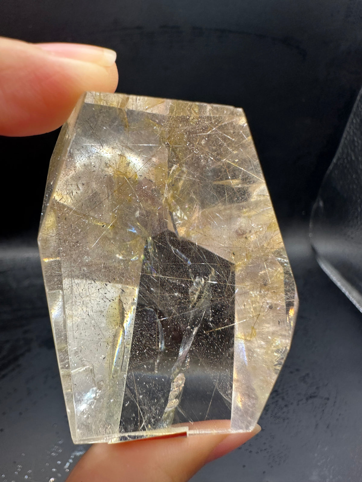 Rutilated Quartz Pocket Stone with Silver Rutile & Rainbow | 46g Exact Piece #7