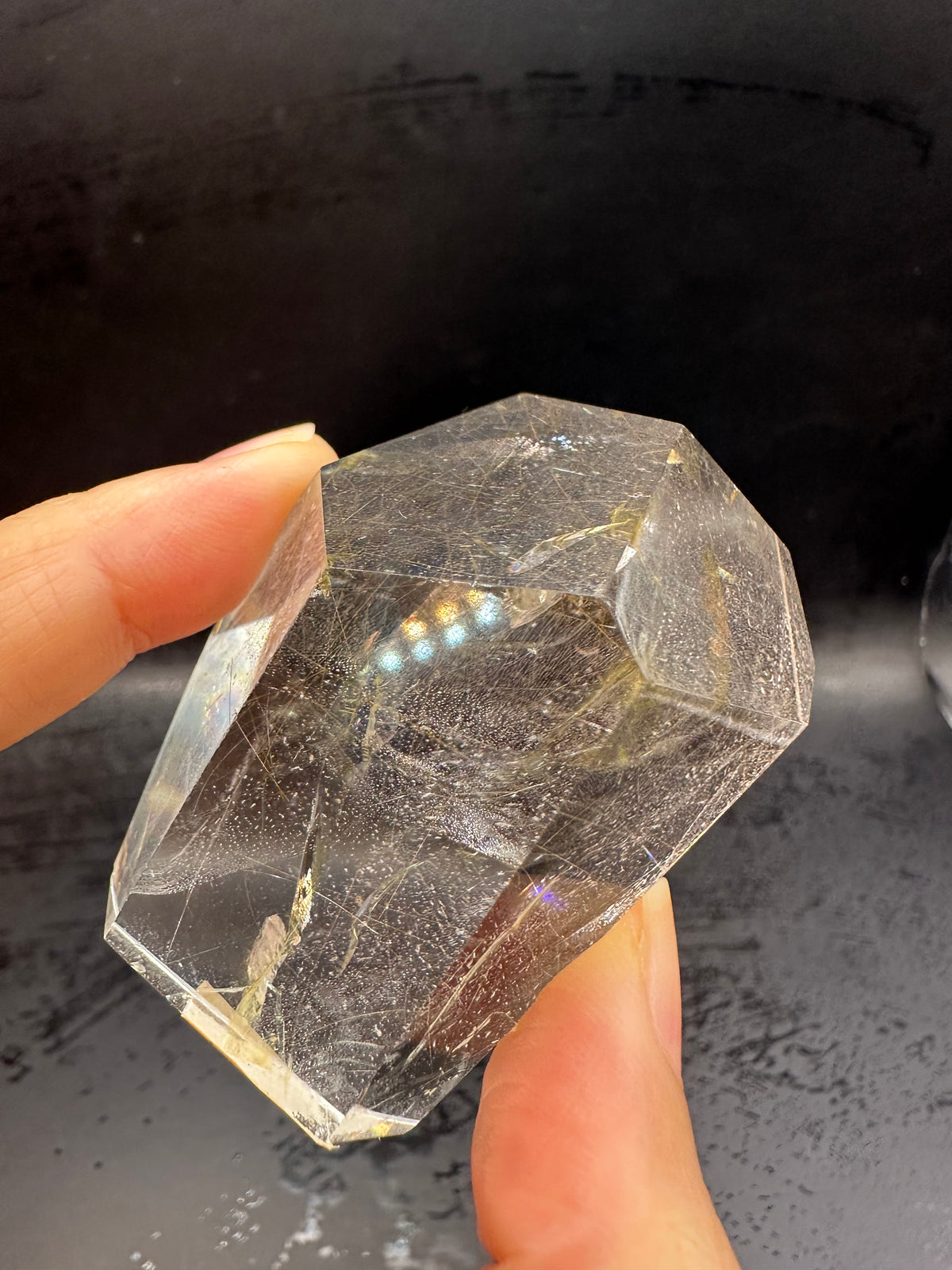 Rutilated Quartz Pocket Stone with Silver Rutile & Rainbow | 46g Exact Piece #7