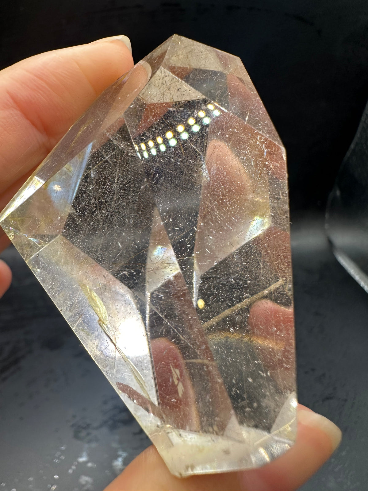 Rutilated Quartz Pocket Stone with Silver Rutile & Rainbow | 46g Exact Piece #7