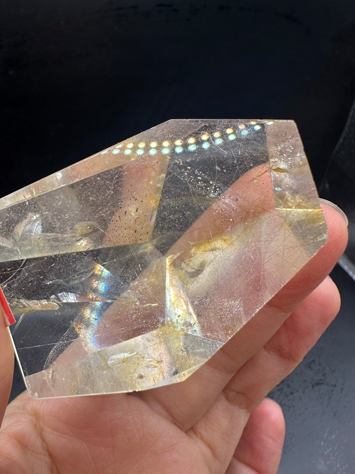 Rutilated Quartz Pocket Stone with Silver Rutile & Rainbow | 46g Exact Piece #7