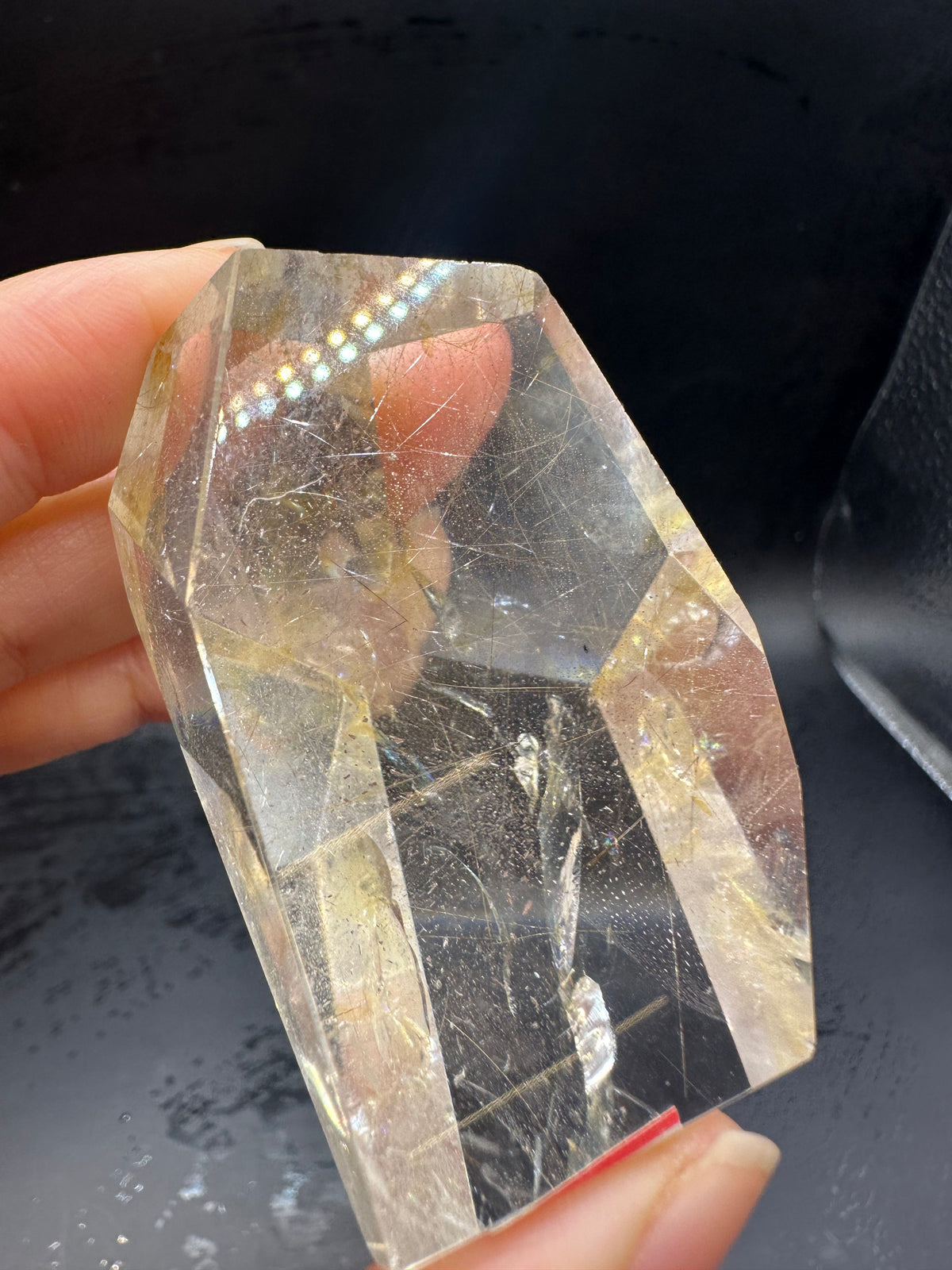 Rutilated Quartz Pocket Stone with Silver Rutile & Rainbow | 46g Exact Piece #7