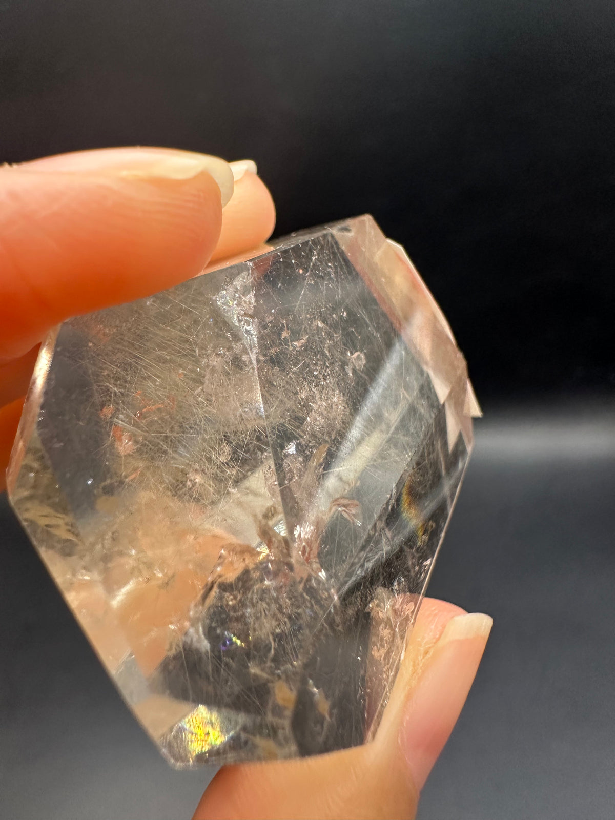 Rutilated Quartz Pocket Stone with Silver Rutile & Rainbow | 46g Exact Piece #7