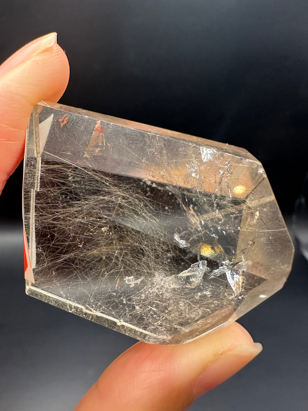Rutilated Quartz Pocket Stone with Silver Rutile & Rainbow | 46g Exact Piece #7