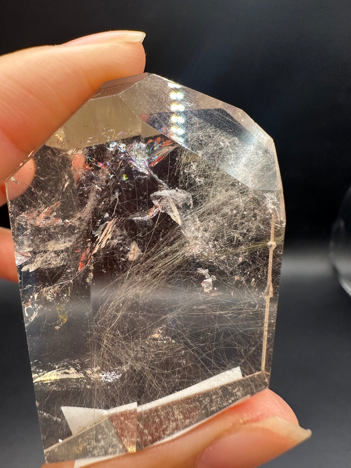 Rutilated Quartz Pocket Stone with Silver Rutile & Rainbow | 46g Exact Piece #7