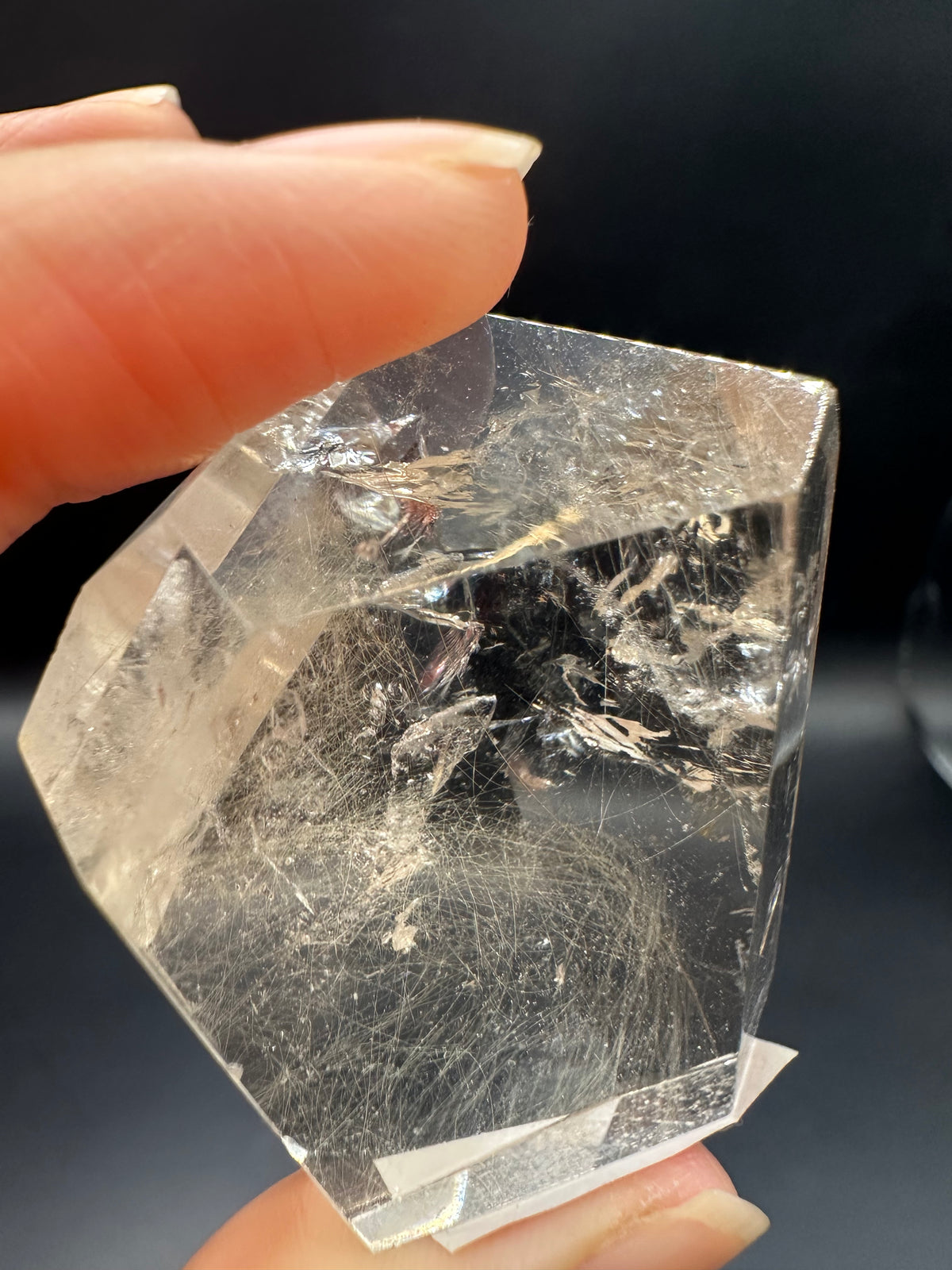Rutilated Quartz Pocket Stone with Silver Rutile & Rainbow | 46g Exact Piece #7
