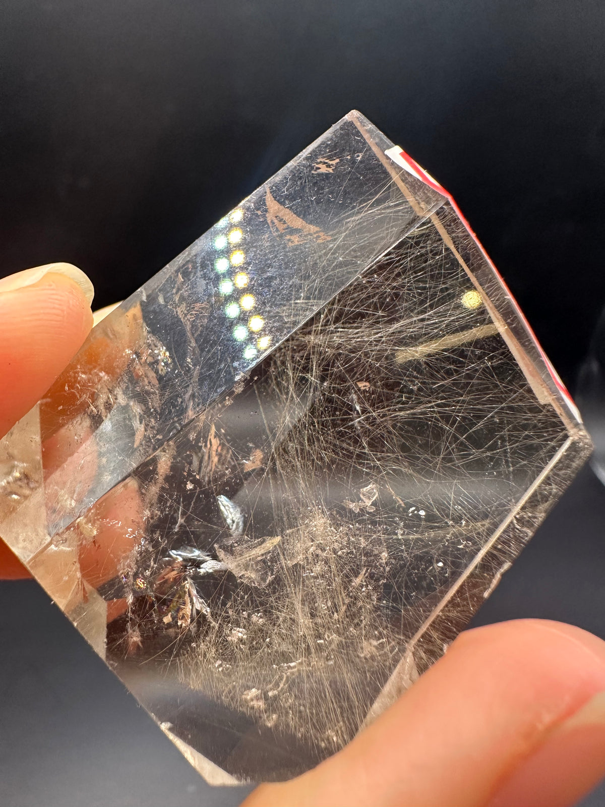 Rutilated Quartz Pocket Stone with Silver Rutile & Rainbow | 46g Exact Piece #7