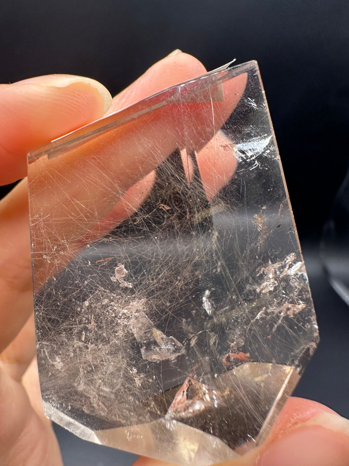 Rutilated Quartz Pocket Stone with Silver Rutile & Rainbow | 46g Exact Piece #7