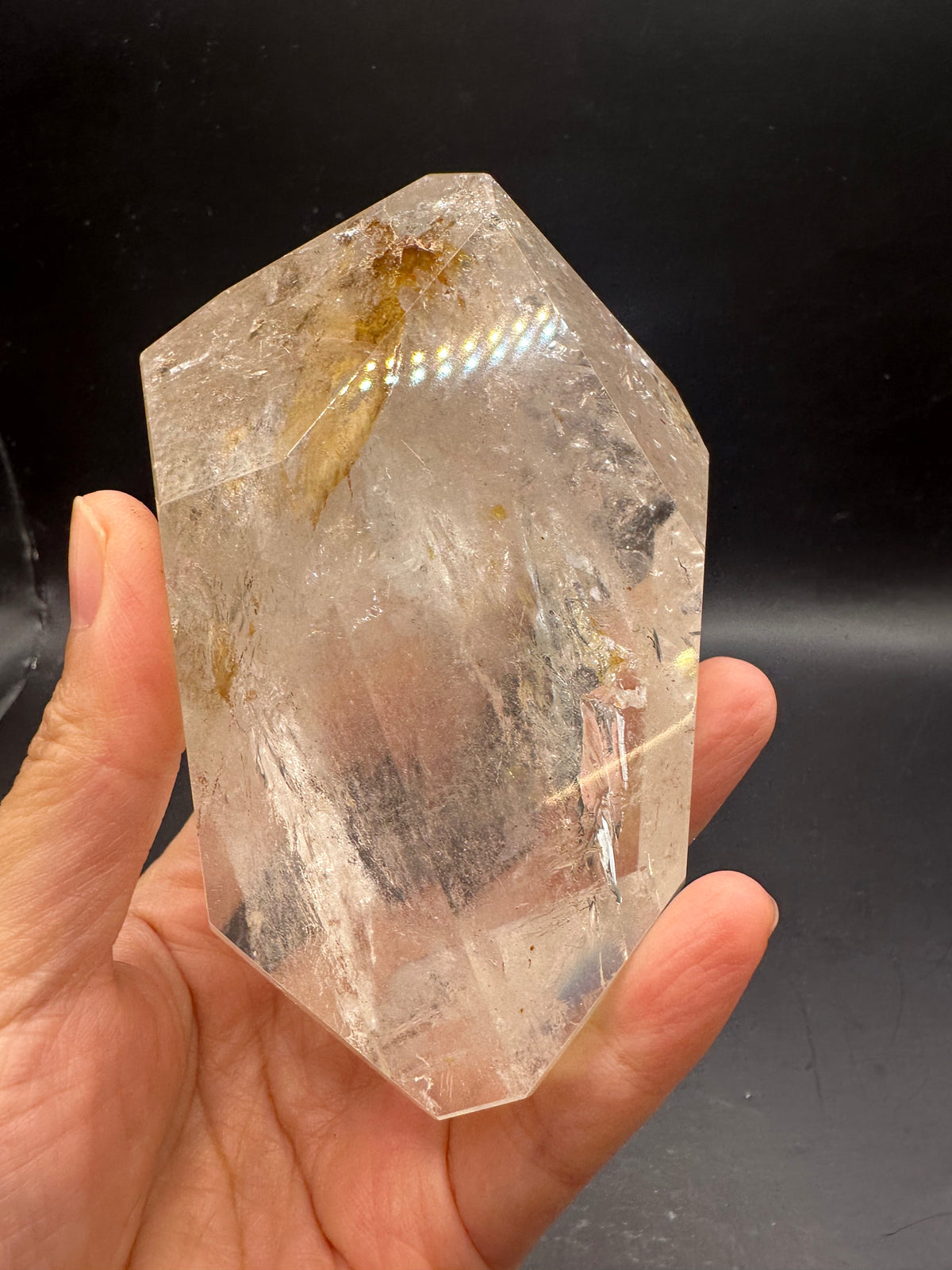 Brazilian Clear Quartz Freeform – 366g, Rainbow + Fire Quartz #8 — exact crystal, view 3 of 18