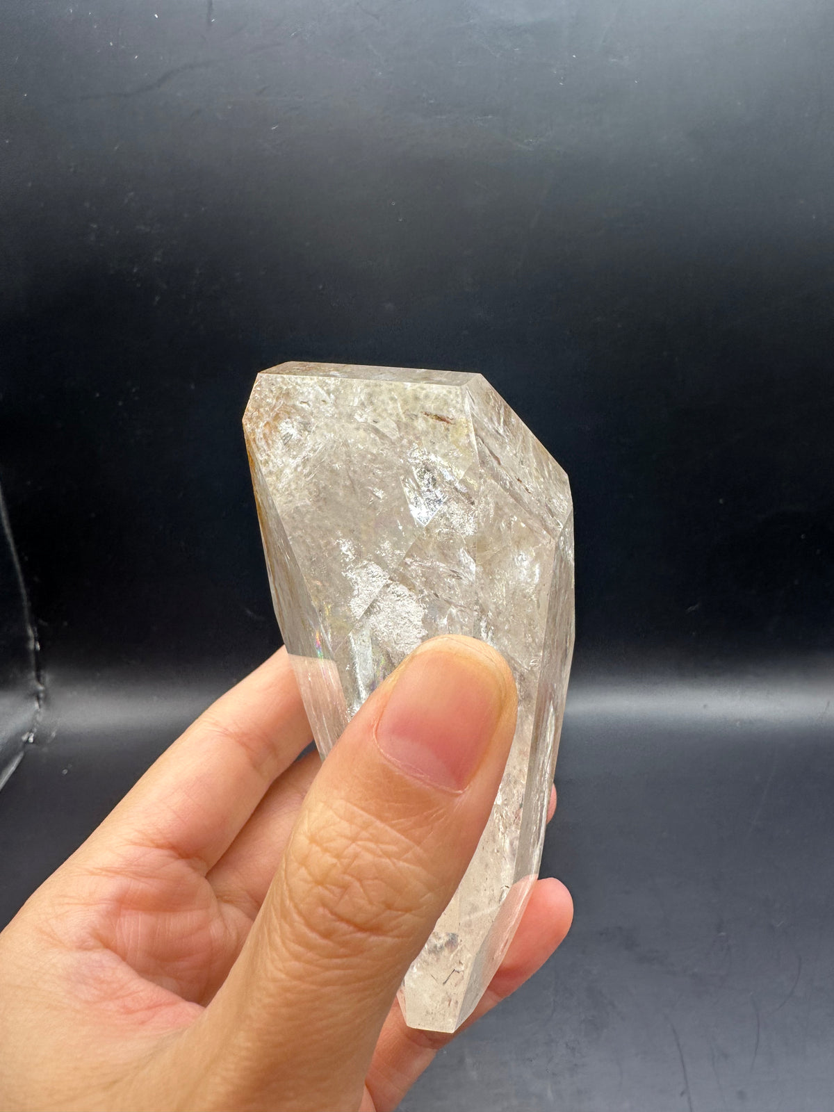 Brazilian Clear Quartz Freeform – 366g, Rainbow + Fire Quartz #8 — exact crystal, view 9 of 18