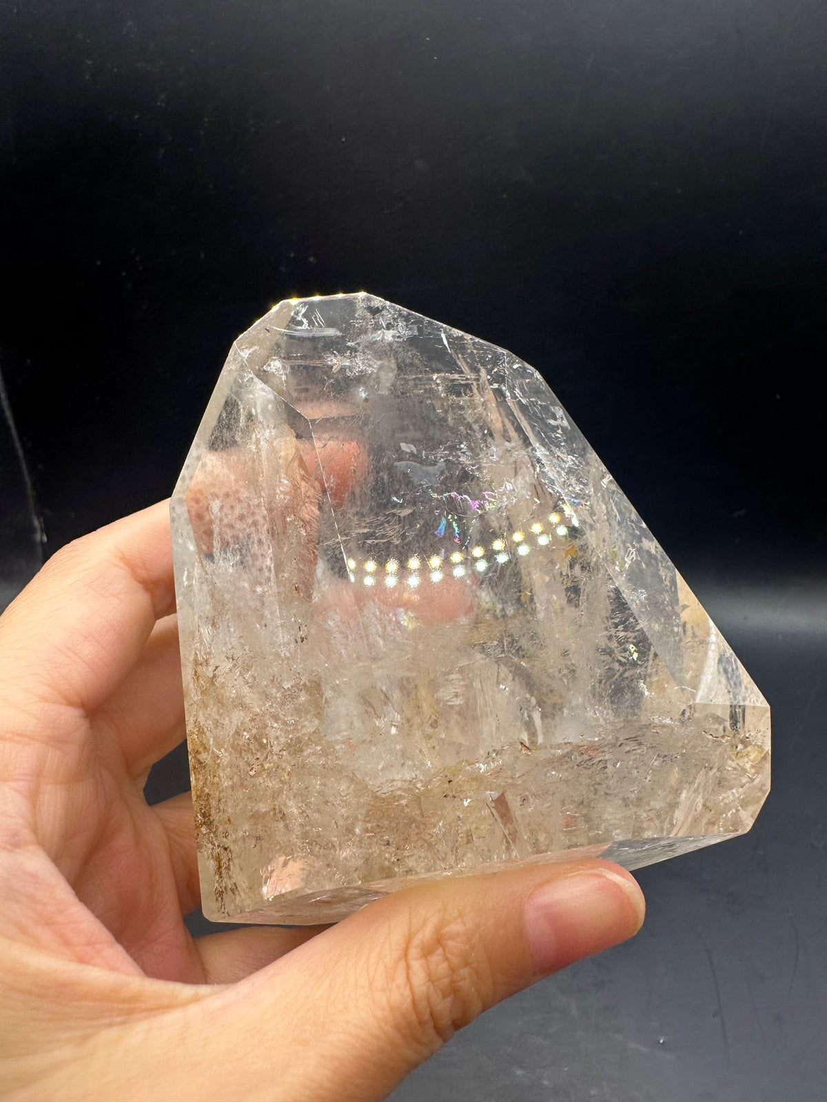 Brazilian Clear Quartz Freeform – 366g, Rainbow + Fire Quartz #8 — exact crystal, view 10 of 18