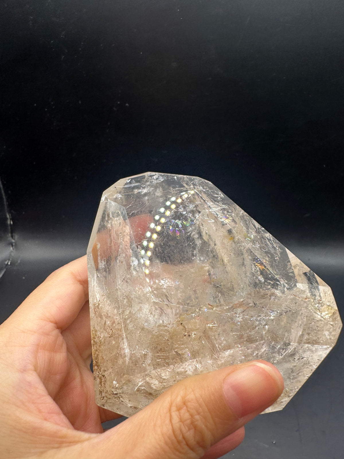 Brazilian Clear Quartz Freeform – 366g, Rainbow + Fire Quartz #8 — exact crystal, view 12 of 18