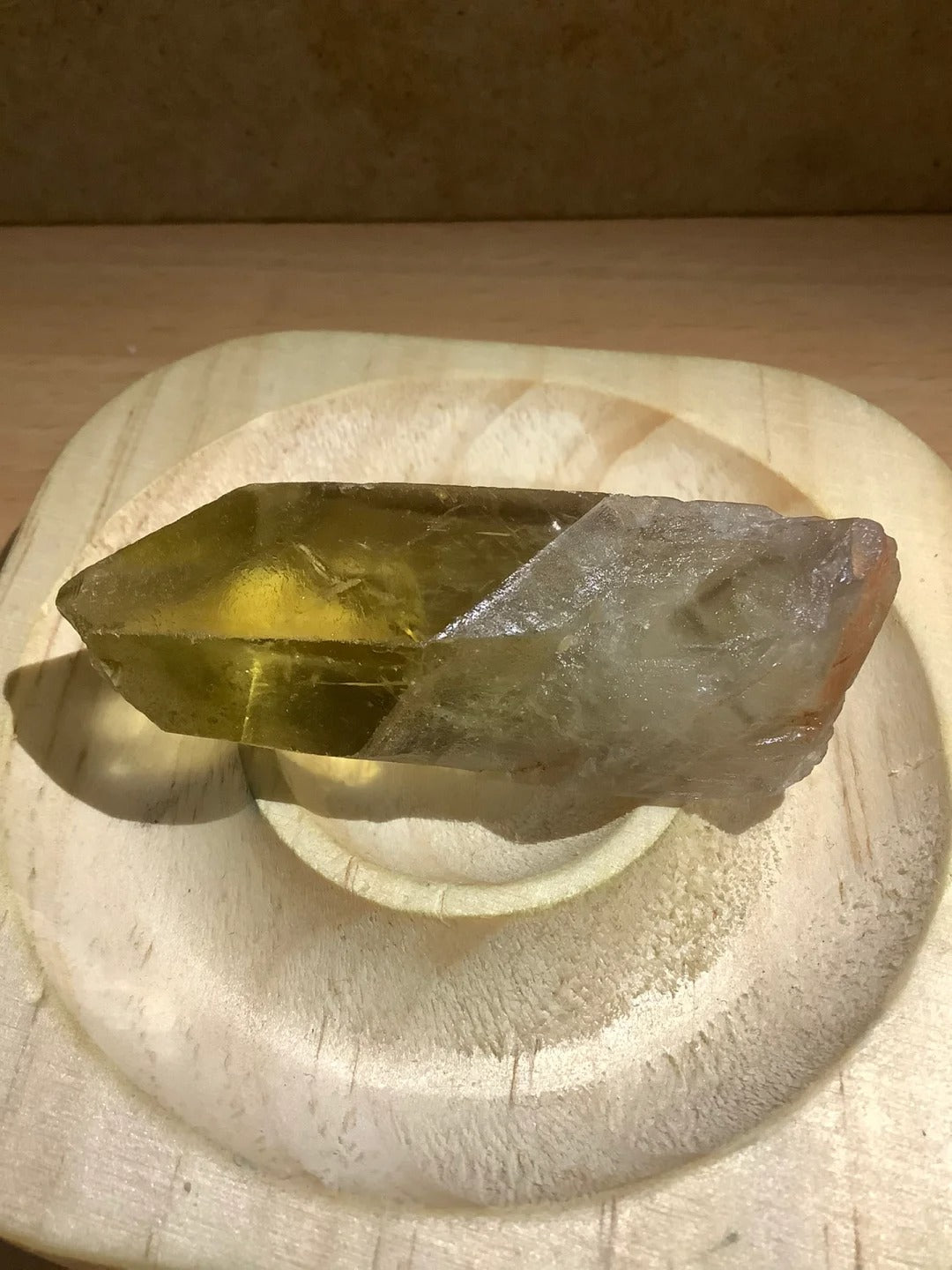 Smoky Citrine Lemurian Quartz Point – natural inclusions detail